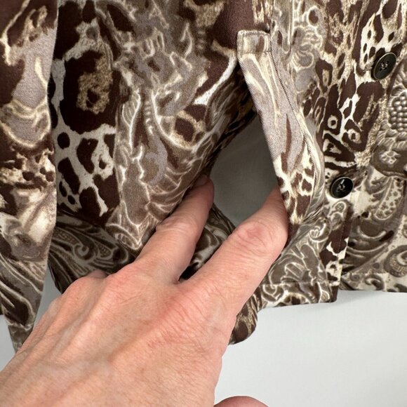 Chicos 3 US XL 16 18 Jacket Coat Woven Cotton Brown Stretch‎ Pockets Button Up - Picture 6 of 11